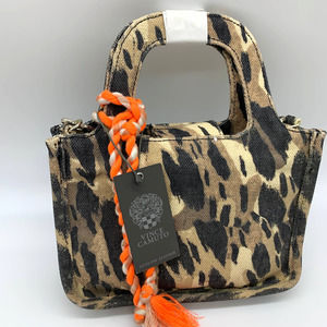 Vince Camuto Handbag Camo Leopard Printed Small Canvas Tote- Oriel Purse